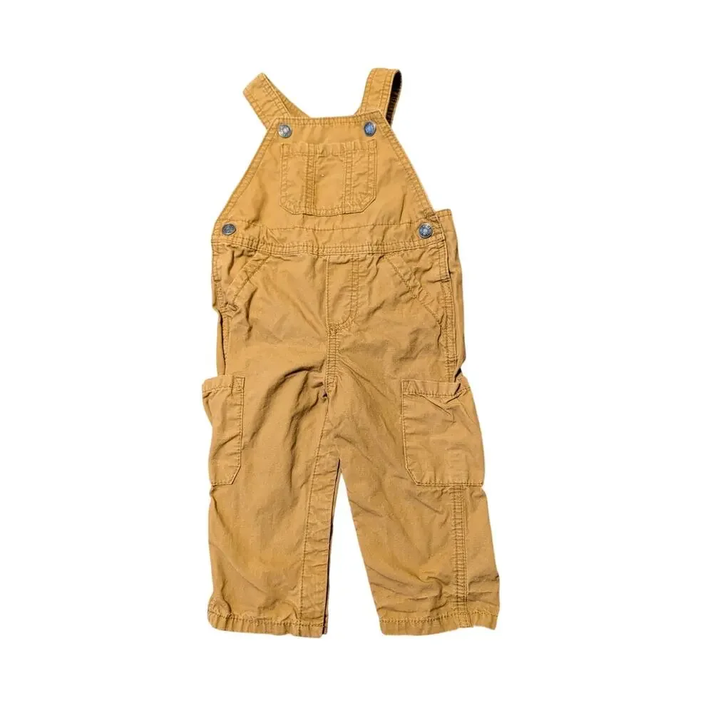 Carter’s Baby Utility Cargo Overalls Size 12M Tan and Brown Bib Overalls Pants